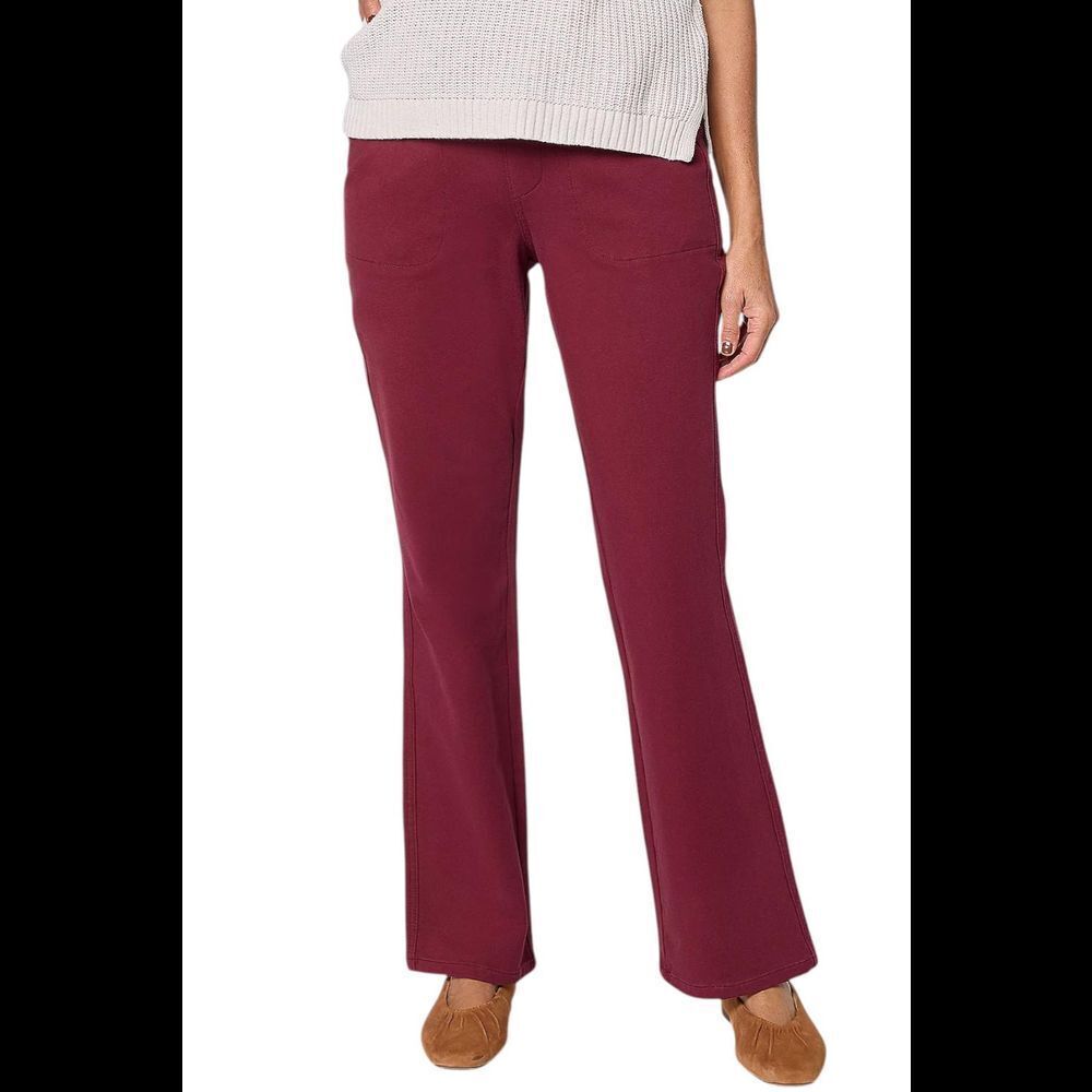 Quacker Factory Women's Flat Waistband Bootcut Jeans Wine - Regular